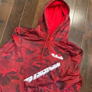 NEW (w/o tag) red camo performance wicking BASS CAT hoodie Men’s large